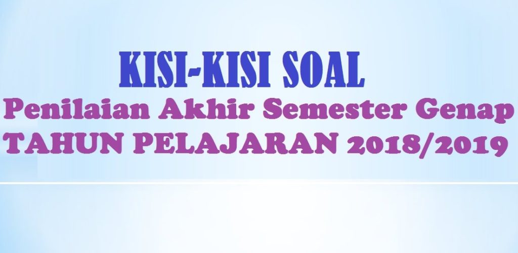 Kisi-Kisi Soal Kelas 7-8 Penilaian Akhir Tahun Semester Genap TP 2018-2019